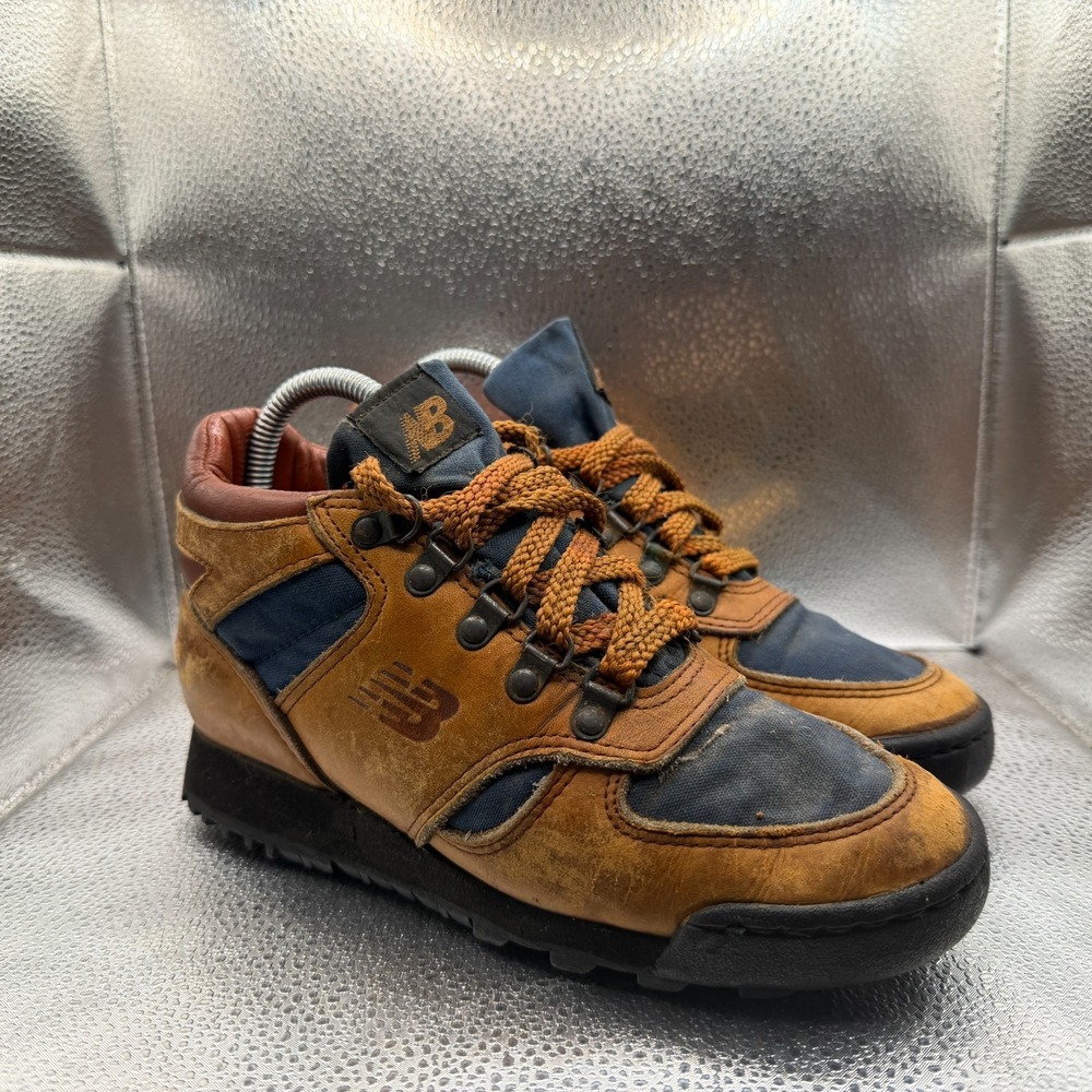 Size 6.5B New Balance Brown Blue Mens Lace-Up Suede Leather Rainier Hiking Boots